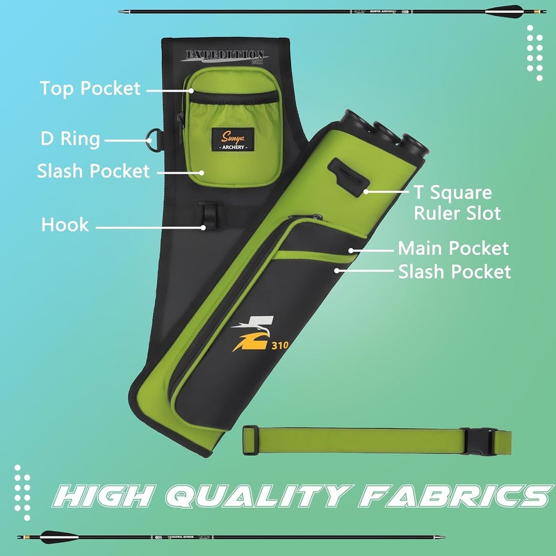 Sunya Archery Hip Quiver for Arrows. Includes 3 Tubes Arrow Holder, Accessories Pockets and Waist Belt. Fit for Compound and Recurve Bow Practice. - Image 3
